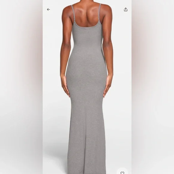 Skims soft lounge long slip dress ribbed heather grey size XXS - Picture 4 of 5